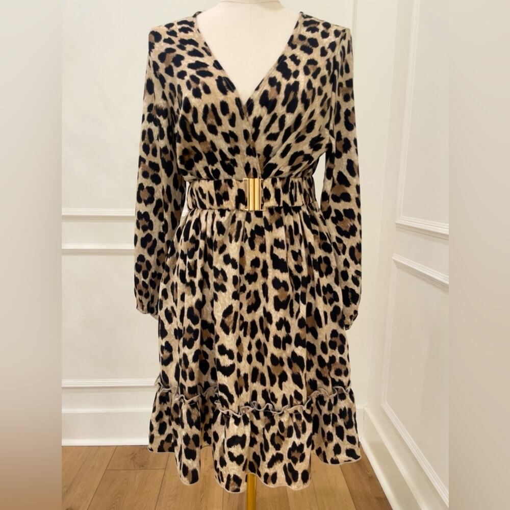 JS Millennium Dress Leopard Belted Mini